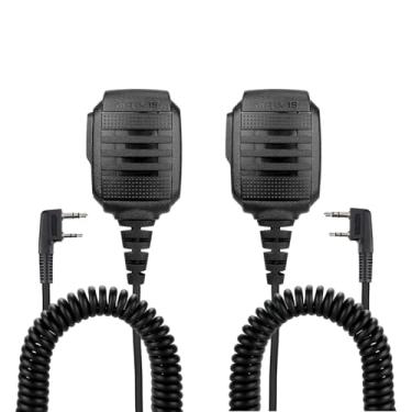 Imagem de Retevis Microfone Walkie Talkie, alto-falante de ombro, microfone impermeável IP54 para BF-F8HP Baofeng UV-5R Retevis H-777 RT19 RT21 RT22 RT27 RT-5R Arcshell AR-5 rádios bidirecionais (pacote com 2)