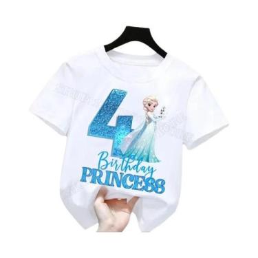 Imagem de Camiseta De Algodão Frozen Elsa Para Meninas De 1 a 9 Anos, Verão, Fes
