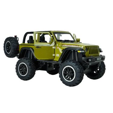 Imagem de Carro de brinquedo Jeep Wrangler em escala 1:24 com rodas grandes e conversível