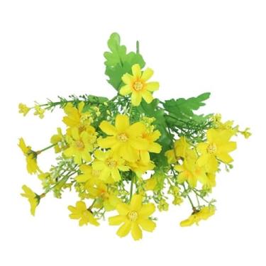 Imagem de Galhos de Flores Artificiais 35cm com 24 Flores | Arranjo Decorativo para Casamento e Eventos(amarelo,KIT COM 2 UNIDADE)