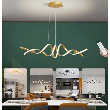 Imagem de Luminária de teto moderna LED de 75W com controle remoto, dimerizável, lustre para sala de estar, sala de jantar, luminária pendente, iluminação de teto para quarto, ilha de cozinha e escrit