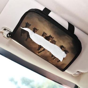 Imagem de SEHANY Suporte de lenços de carro Majestic Horse, caixa de lenços para carro, viseira solar, porta-guardanapos retangular, dispensador de máscara de carro, caixa de lenços de papel para automóveis