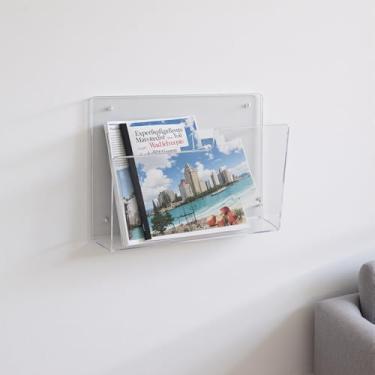 Imagem de Sanpyl Organizador de Arquivo de Parede Acrílico Transparente, Suporte de Arquivo Pendurado para Folhetos de Revistas, 2 Pacotes