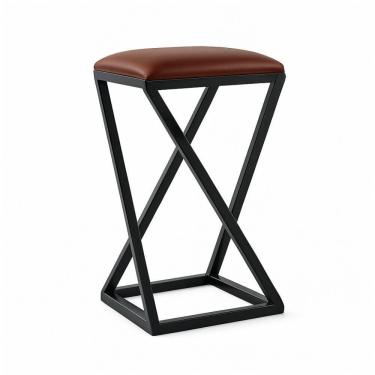 Imagem de Banqueta Z Alta 80 Cm Industrial Cozinha Moderno Corino Cor:marrom