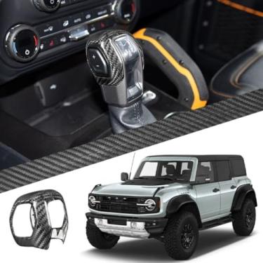 Imagem de Placa de engrenagem de aparência de carbono compatível com Bronco 2021 Gear Decoration Plate Trim Modification Part (Red Carbon Look)