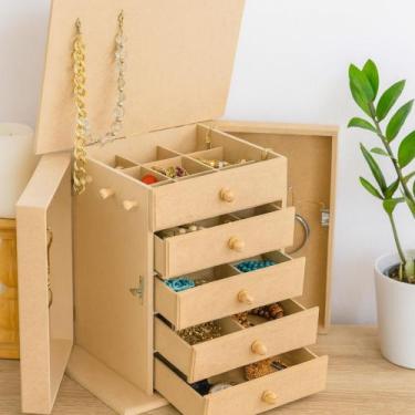 Imagem de Porta joias bijuterias biju madeira mdf cru organizador artesanal dese