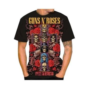 Imagem de Camiseta Masculina Oversized Vintage Guns N Roses Com Estampa 3D, Gola