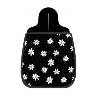 Imagem de Lixeira De Carro Organizador Lixinhocar Margaridas Brancas Fundo Preto