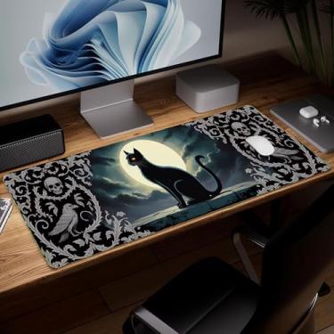 Imagem de Tapete de mesa de couro para gato, mouse pad de arte colorida grande teclado de computador para jogos mousepad à prova d'água protetor e capa de mesa, tapete de mouse decorativo de couro PU para