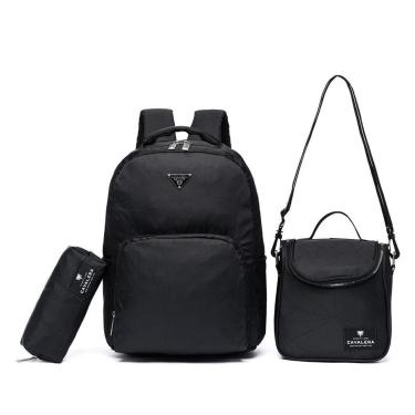 Imagem de Kit Mochila Cavalera Resistente Escolar c/ Lancheira Estojo 15 Litros-Unissex