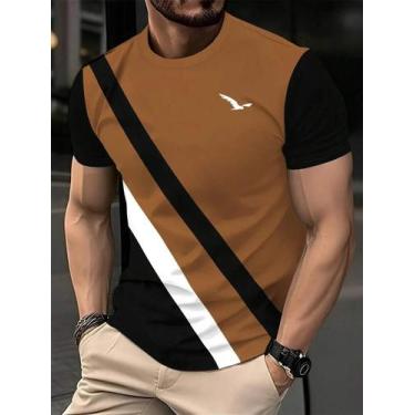 Imagem de Camiseta Masculina De Verão Com Estampa Personalizada, Manga Curta, Co