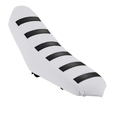 Imagem de Silutrcn Capa de assento universal listrada preta antiderrapante para bicicleta elétrica Dirt Pit Bike Ebike Motocross Motocross Enduro Off Road - Branca