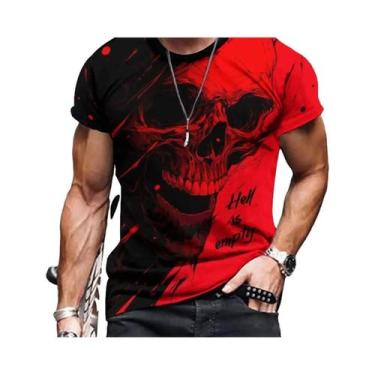 Imagem de Camiseta Masculina Com Estampa 3D De Caveira, Casual E Confortável, Ma