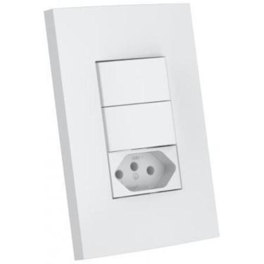 Imagem de Cj Int. Duplo Simples + Tomada 20A 4X2-Enerbras Dubai Branco