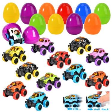 Imagem de Ovo de Páscoa recheado com Pull Back Monster Car Trucks, pacote com 12
