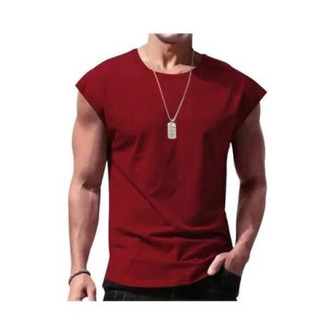 Imagem de Camiseta sem mangas respirável masculina, blusa de alças solta, esport