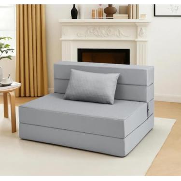 Imagem de BeBen Sofá-cama dobrável, cama de cadeira dobrável sem ossos, sofá conversível futon para cadeira de dormir, sofá solteiro preguiçoso para pequenos espaços, dormitório, quarto de hóspedes, sala de