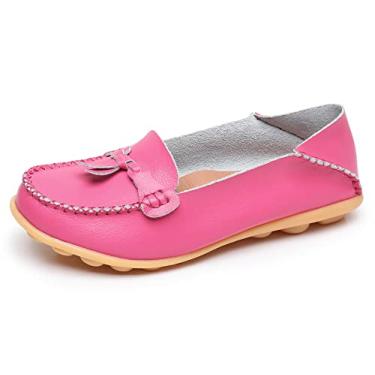 Imagem de VenusCelia Mocassim feminino confortável para caminhada, Rosa choque, 37