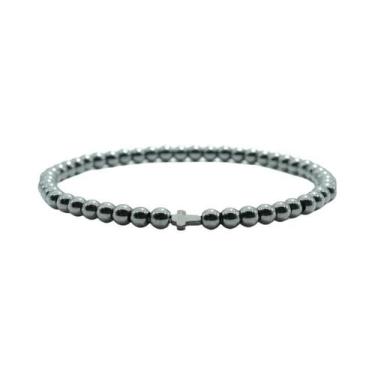 Imagem de Pulseira Masculina De Olho De Tigre Natural De 4mm Com Cruz, Acessório