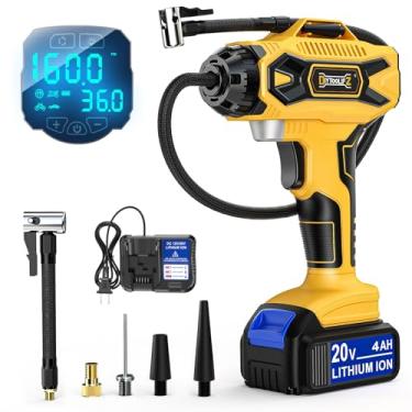 Imagem de Compressor de ar inflador de pneu sem fio: Bomba de ar portátil de 160PSI compatível com bateria Dewalt 20V, com bateria e carregador de 4AH, medidor de pressão digital para carros, motocicletas