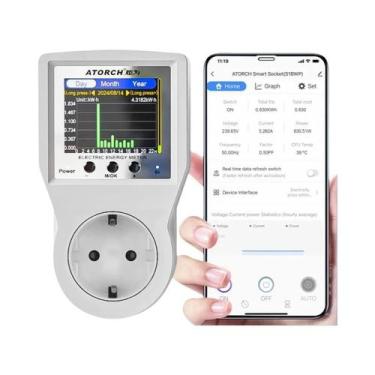 Imagem de Tomada Inteligente Tuya WiFi 16A Com Voltímetro, Amperímetro E Monitor