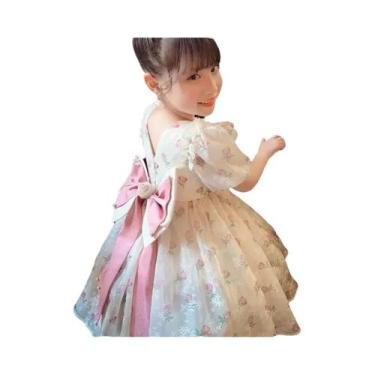 Imagem de Vestido De Renda De Verão Para Meninas De 1 a 8 Anos Com Estampa De Ro