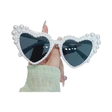 Imagem de Óculos De Sol De Luxo Para Mulheres Com Pérolas Em Forma De Coração UV