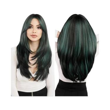 Imagem de Peruca Longa Lisa Ombre Loira Para Mulheres Com Franja, Cabelo Sintéti