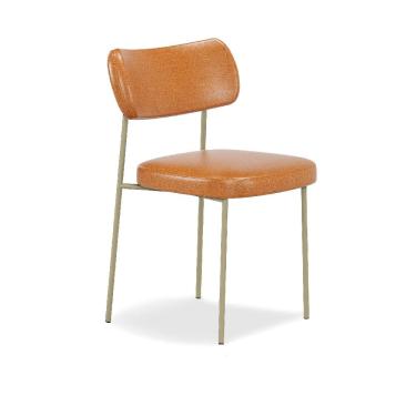 Imagem de Cadeira de Jantar Stela Champanhe Couro Sintetíco Whisky - Vallisa Decor