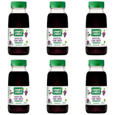 Imagem de Suco Integral Campo Largo Garrafa 250ml 6 Unidades Sabores (Uva Tinto)