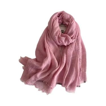 Imagem de Cachecol Longo Monocromático Retro Para Mulheres, Cor Sólida, Comprime