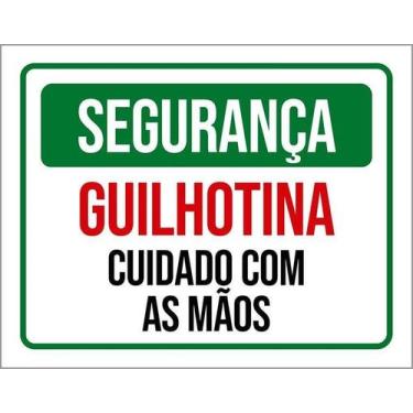 Imagem de Kit 5 Placa Acm Segurança Guilhotina Com As Mãos 18X23 - Sinalizo