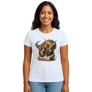 Imagem de Camiseta Dinossauro Tricerátops Estampa Personalizada - Use P4, Branco