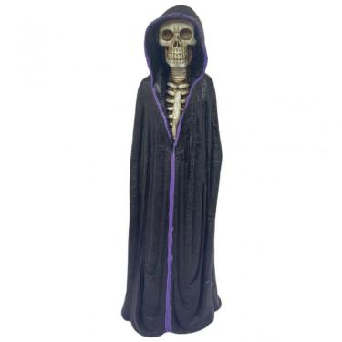 Imagem de Escultura Exú Caveira Manto Preto E Roxo Em Pé 22 Cm