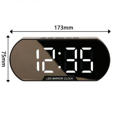 Imagem de Relógio Despertador Digital LED Espelho de Mesa - Tudo em Caixa
