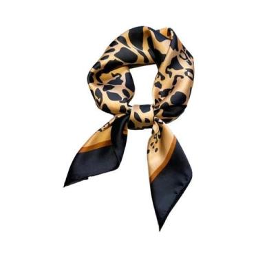Imagem de Lenço Hijab Quadrado De Seda Com Estampa De Leopardo Para Mulheres, Es