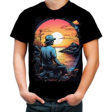 Imagem de Camiseta Colorida Pesca Esportiva Pôr do Sol Peixes 18 - Kasubeck Stor