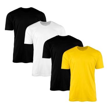Imagem de Kit 4 Camisetas Masculina Lisa Básica 100% Algodão-Masculino