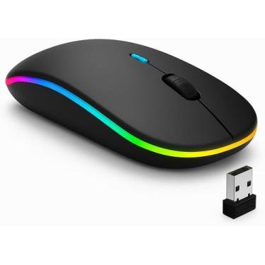 Imagem de Mouse Sem Fio Recarregável Wireless Bluetooth Optico Led Rgb Colorido 