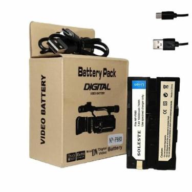 Imagem de Bateria SOLESTE NP-F980  10.000mAh com Carregamento USB Tipo C Para Le