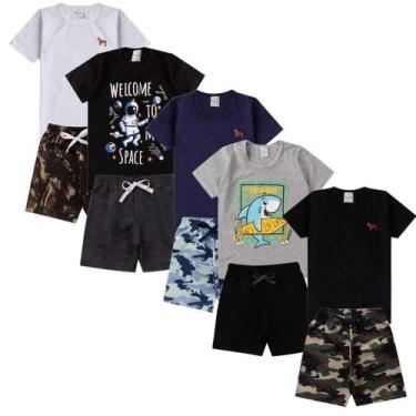 Imagem de kit 8 peças de roupas são 4 conjuntos masculino infantil bebê nenem me