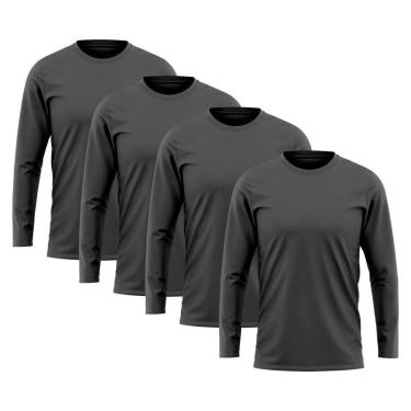 Imagem de Kit 4 Camisetas Masculina Manga Longa Algodão Premium-Masculino