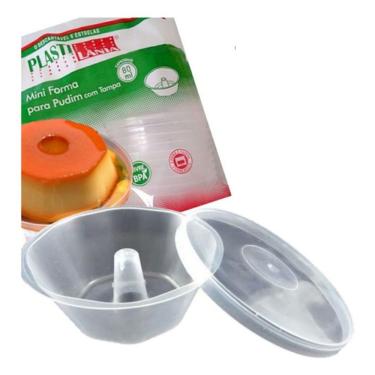 Imagem de Forma para Mini Pudim Forneável com Tampa 80ML Descartável em Plástico Polipropileno Tr...