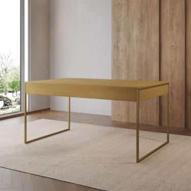 Imagem de Mesa de Jantar Filadélfia Retangular Madeira 120CM X 75CM Amadeirado Freijó Base Ferro...