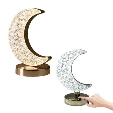 Imagem de Mini Luminária de Mesa LED USB Lua de Cristal Touch Iluminação Ajustável Três Modos Bra...