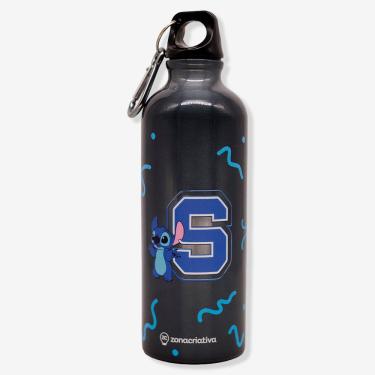 Imagem de Garrafa com Mosquetão Stitch Nope Cinza para Beber Água em Alumínio com Capacidade 500M...