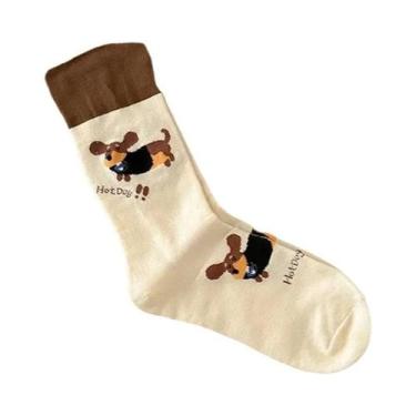 Imagem de Meias Divertidas De Algodão Com Estampa De Cachorro Salsicha (Dachshun