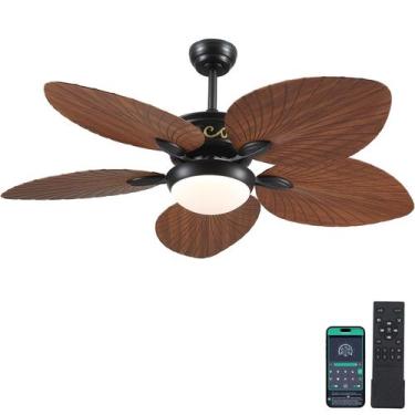 Imagem de Ventilador de teto Wiviniya Tropical Palm Leaf 52 polegadas com luzes