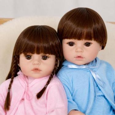 Imagem de Bebe Reborn Gêmeos Casal 100% Silicone Bolsa 36 Acessórios - Cegonha R