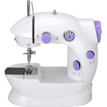 Imagem de Mini Máquina De Costura Reta Portátil Com Pedal 110v/ 220v Cor Branco 